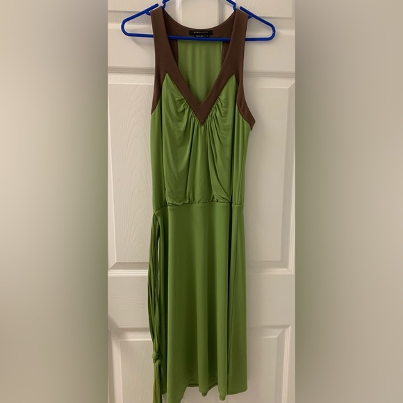 BCBG avocado green dress w/ brown trim SZ Small - Picture 1 of 5